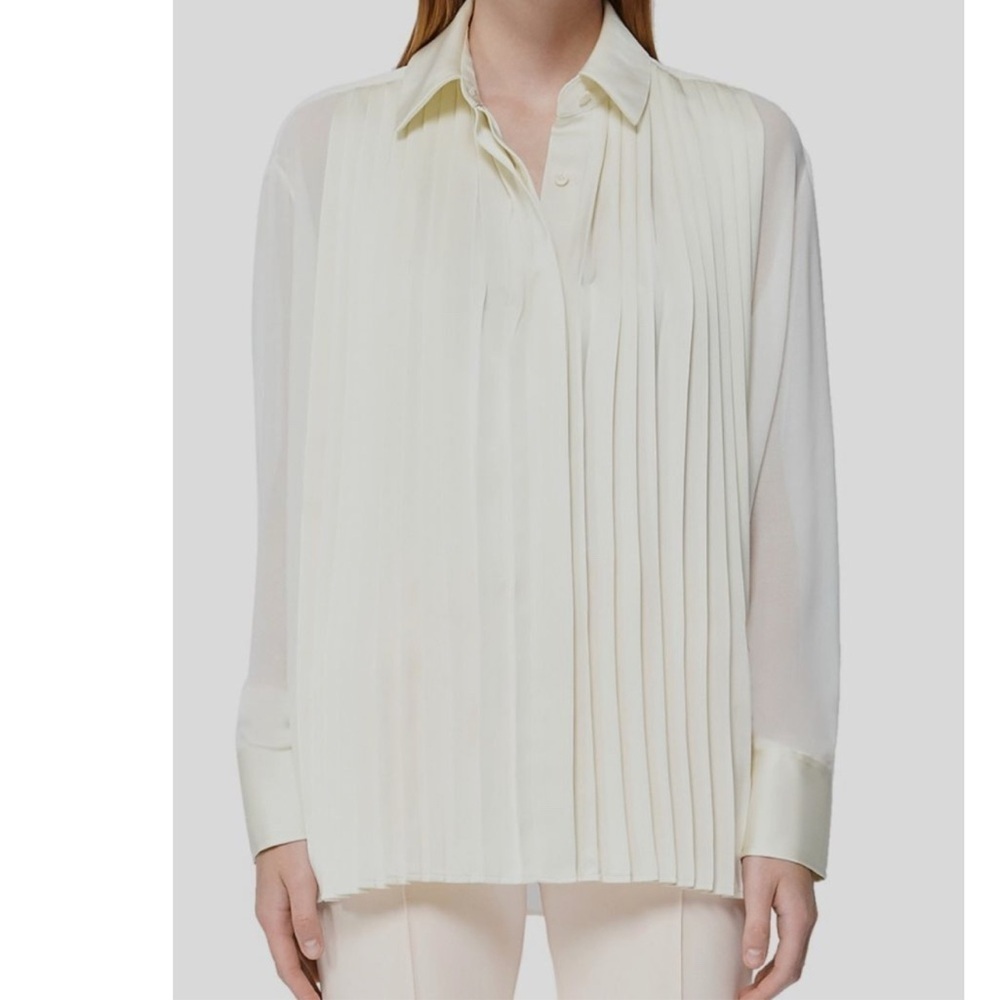 Simkhai Women Ivory Vinka Pleated Blouse Top